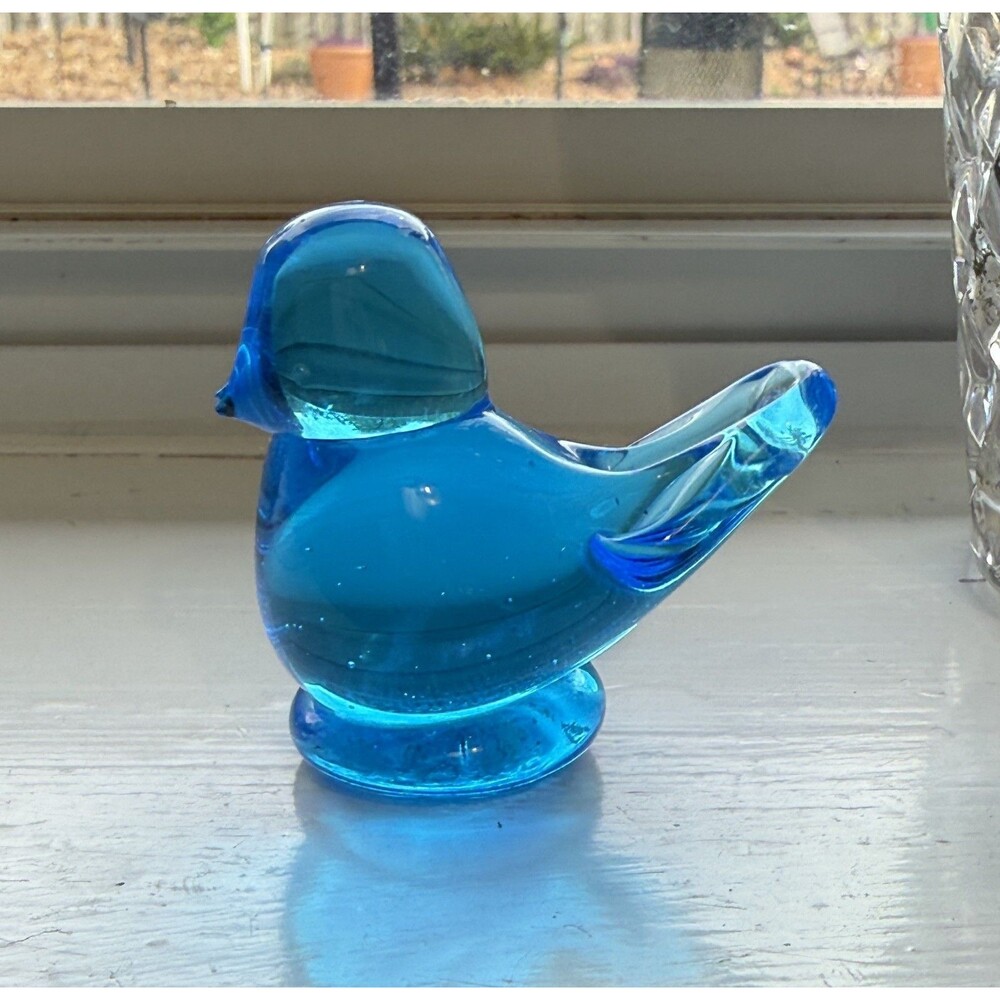Blue Bird of Paradise Miniature Signed Ron Ray Phoenix Studios Subtle Glow 2 in